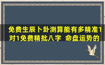  免费生辰卜卦测算能有多精准1对1免费精批八字  命盘运势的道长是真的吗